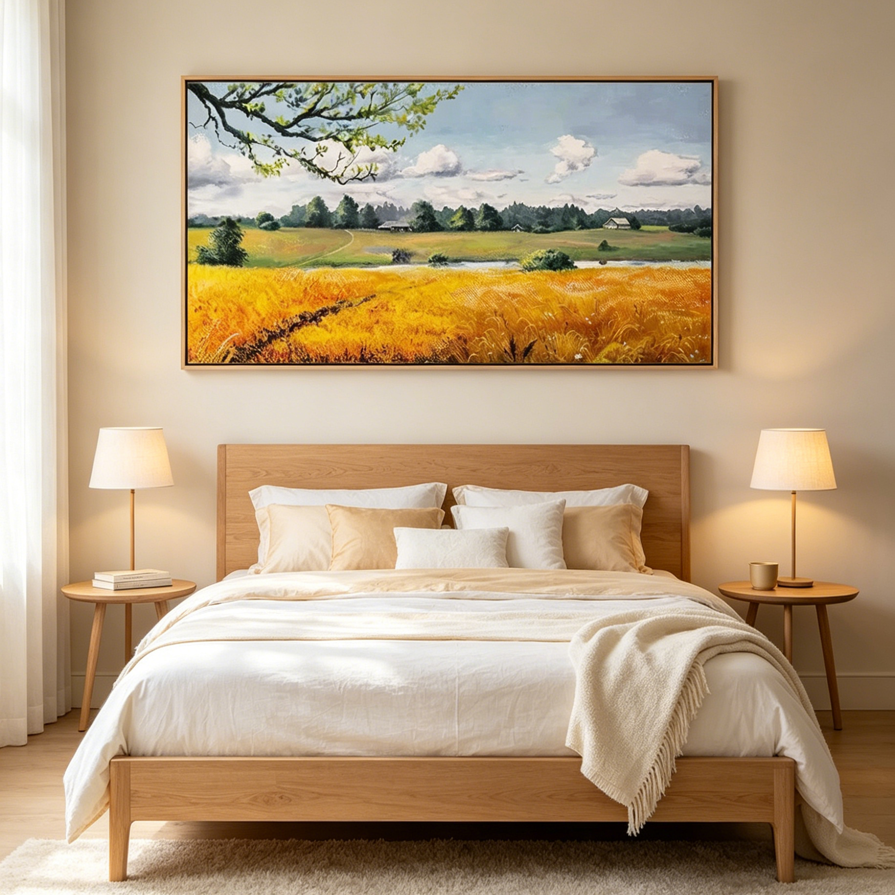 GOLDEN HARVEST: Golden Field Warm Rural Canvas