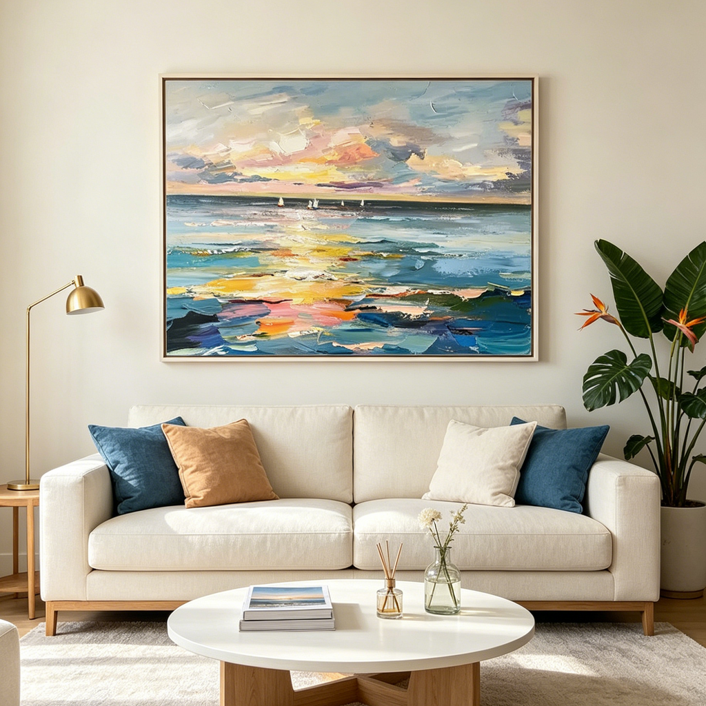 SUNSET SAIL: Ocean Sunset Sailboat Canvas Art