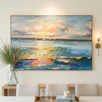 SUNSET SAIL: Ocean Sunset Sailboat Canvas Art