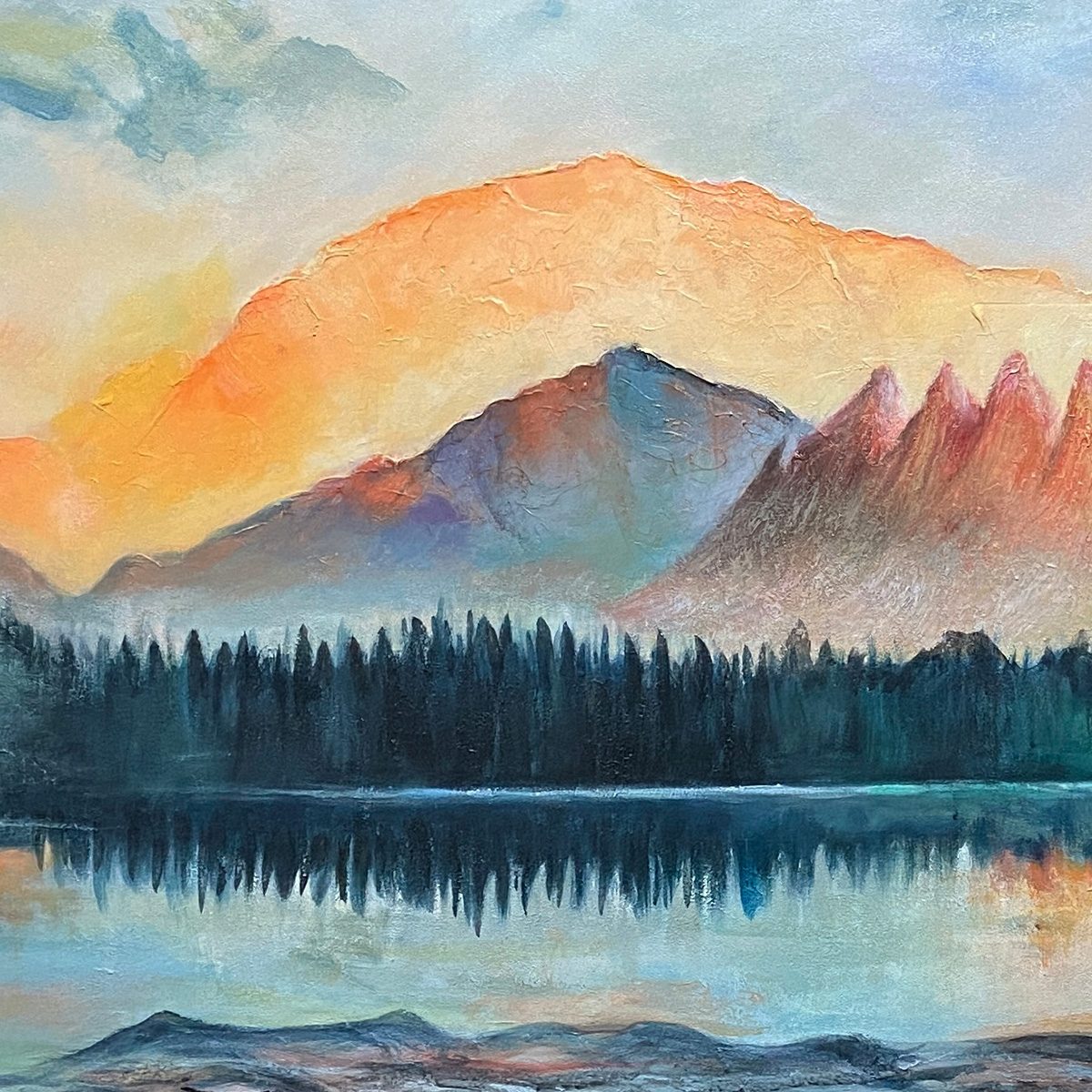 SUNSET SERENITY PANORAMIC- Landscape Painting, Panoramic Wall Art, Watercolor Decor