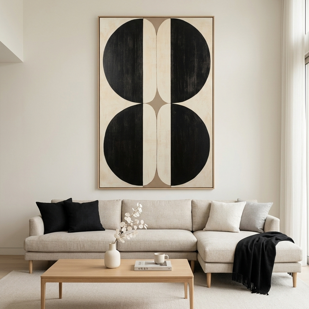 SYMMETRY: Black Geometric Forms Symmetrical Composition Canvas