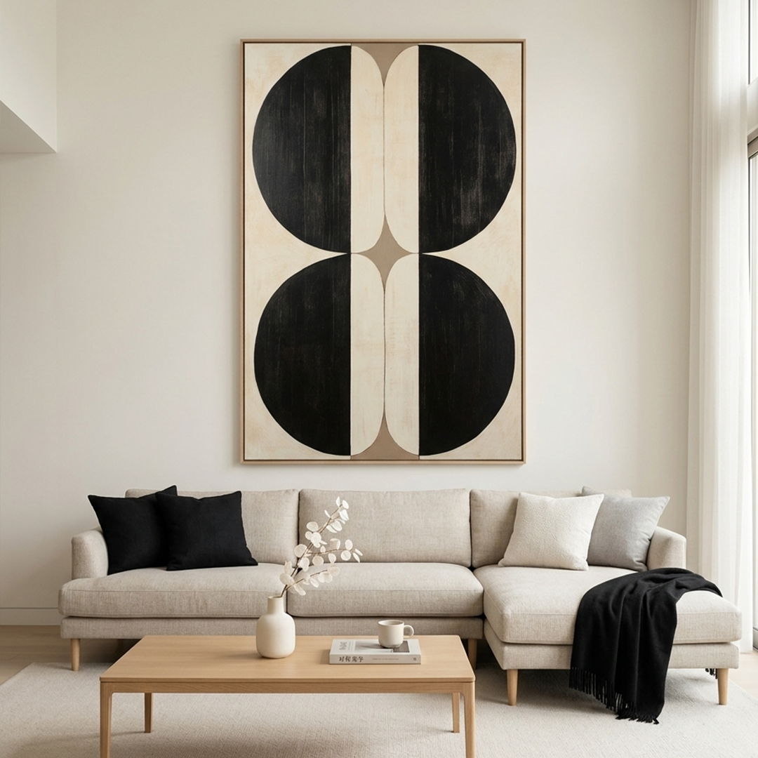 SYMMETRY: Black Geometric Forms Symmetrical Composition Canvas