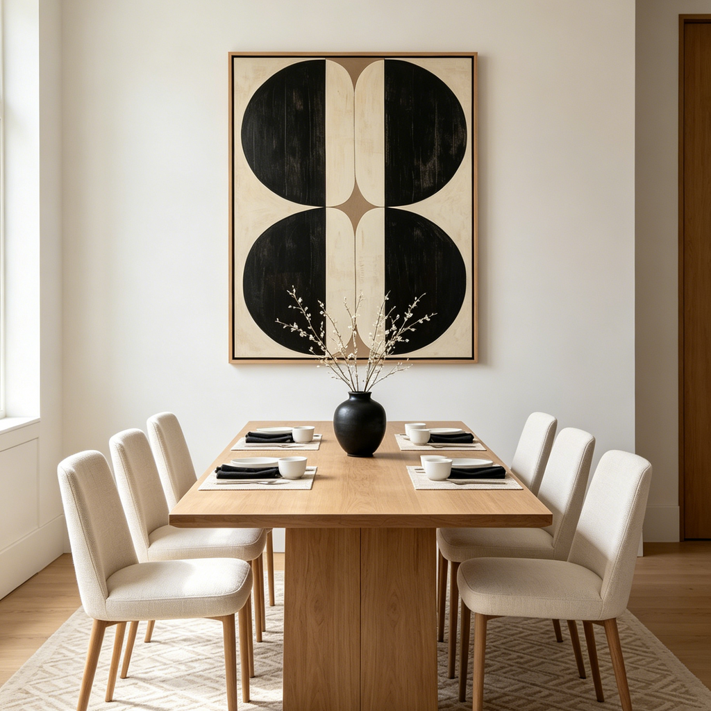 SYMMETRY: Black Geometric Forms Symmetrical Composition Canvas