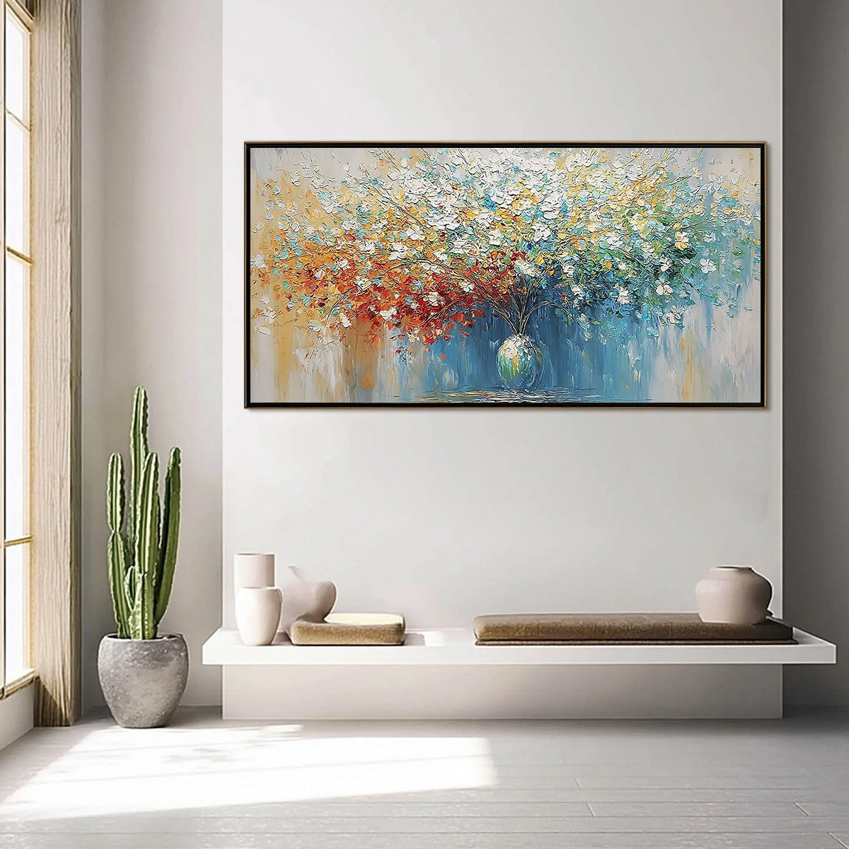 SYMPHONY IN BLOOM: Vibrant Textured Palette Knife Floral Painting
