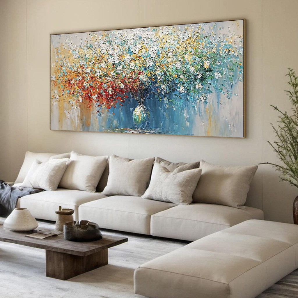 SYMPHONY IN BLOOM: Vibrant Textured Palette Knife Floral Painting