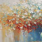 SYMPHONY IN BLOOM: Vibrant Textured Palette Knife Floral Painting