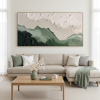 SAGE RIVER: Green White Impasto Abstract Landscape Horizontal Canvas
