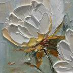 WHITE PEONY DUET: Square Two Peonies Oil Painting