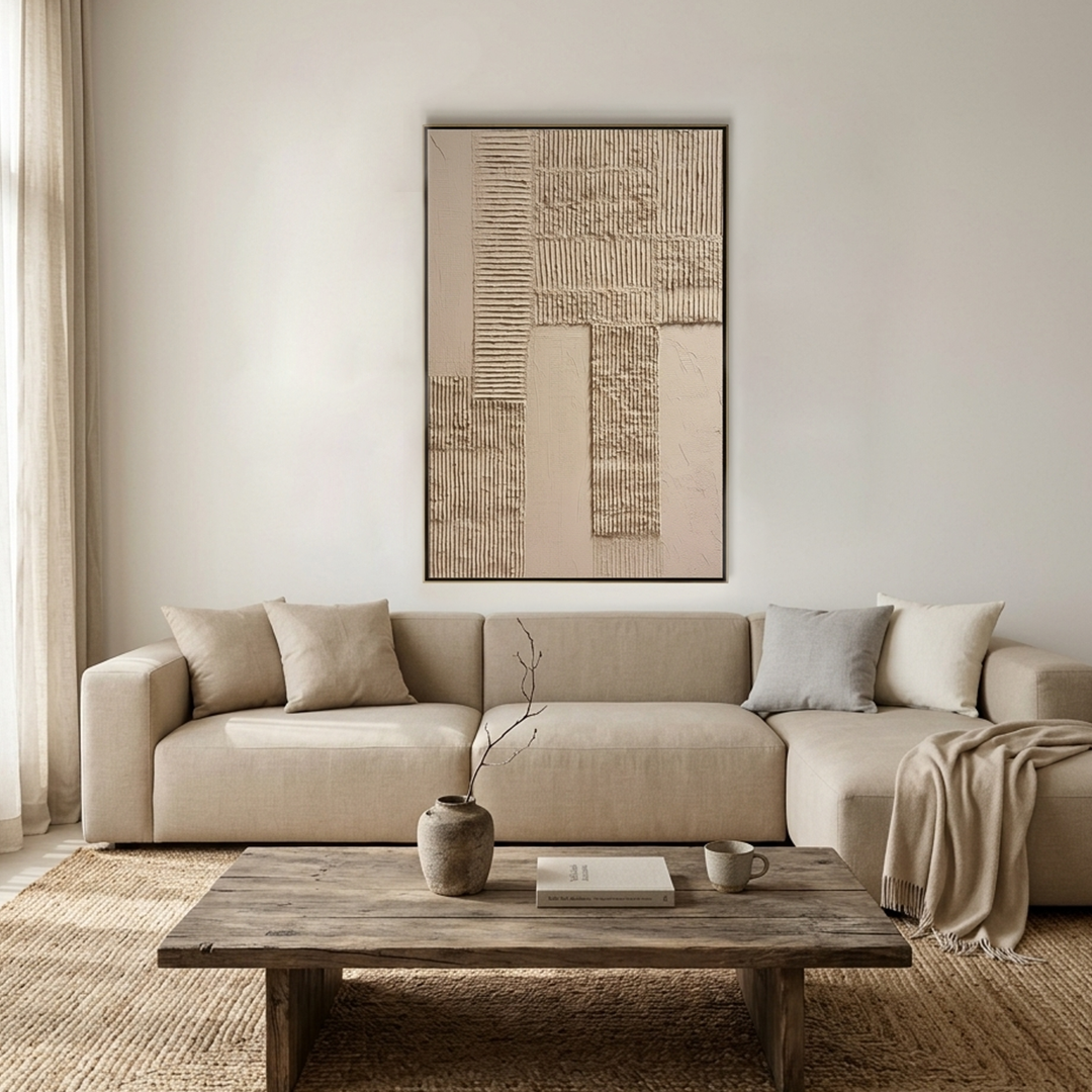 TERRA ALBA: Wabi Sabi Textured Neutral Earthy Tones Rhythmic Lines Canvas