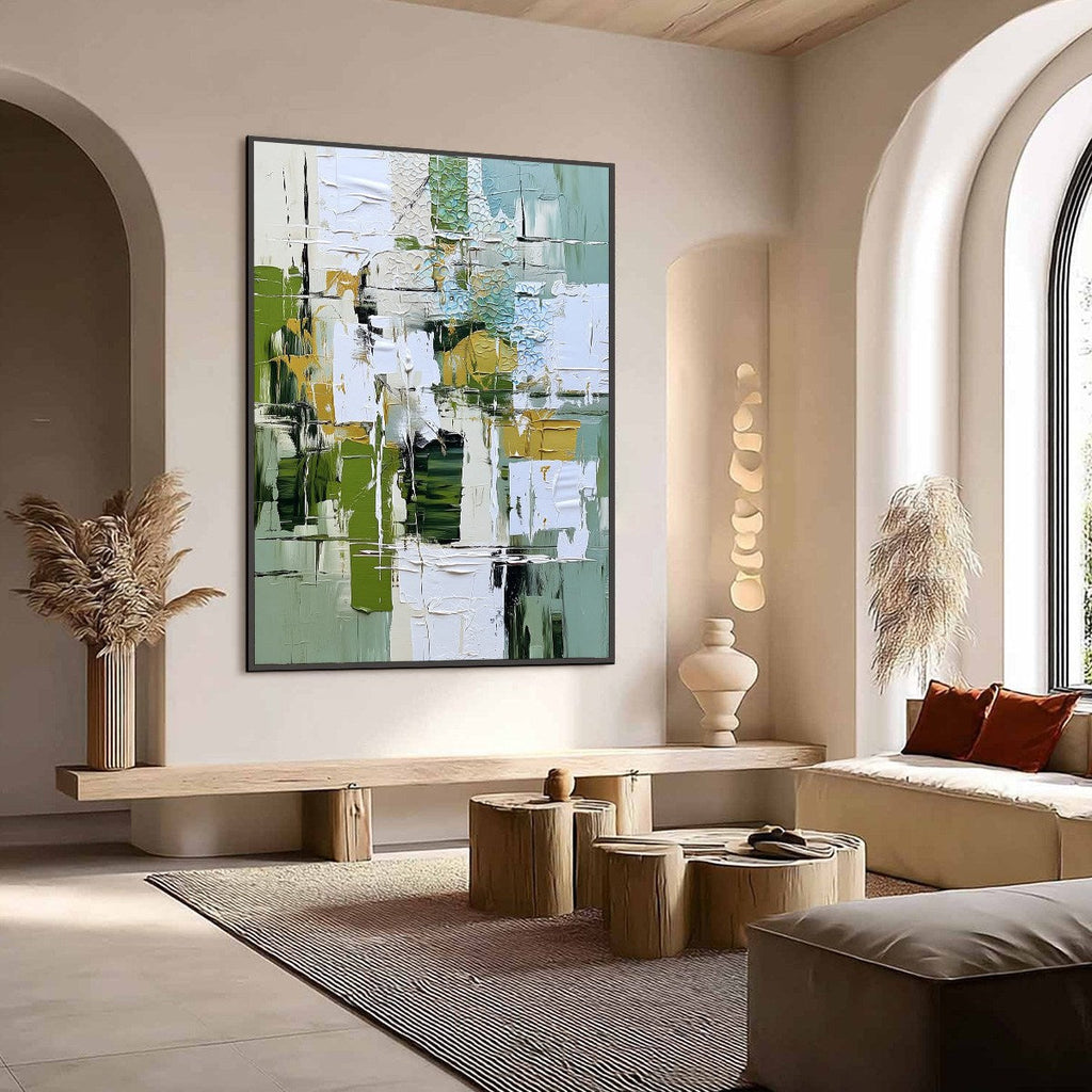 TERRACE VIEW: Textured Abstract Impasto Landscape Painting