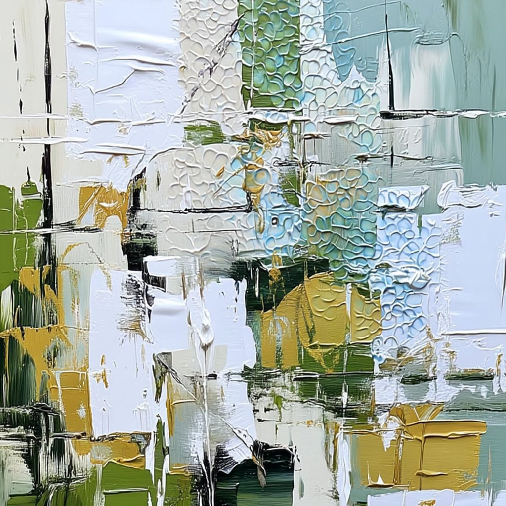 TERRACE VIEW: Textured Abstract Impasto Landscape Painting
