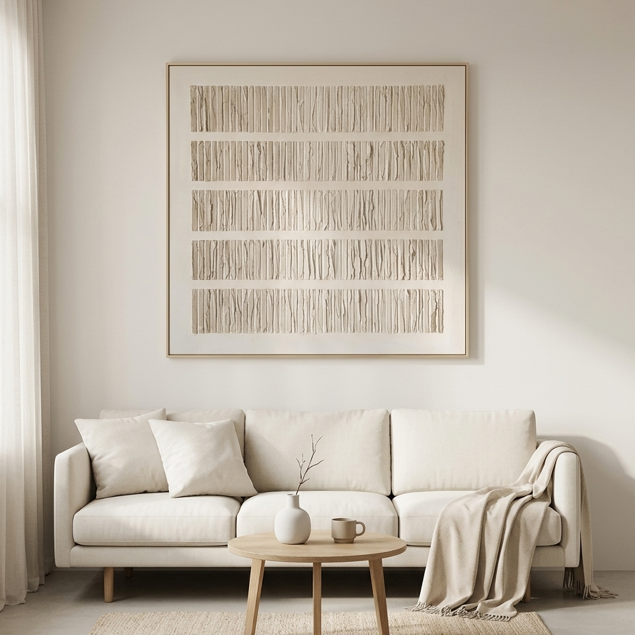 TEXTURED BEIGE: Minimalist Modern Sophistication Square Canvas