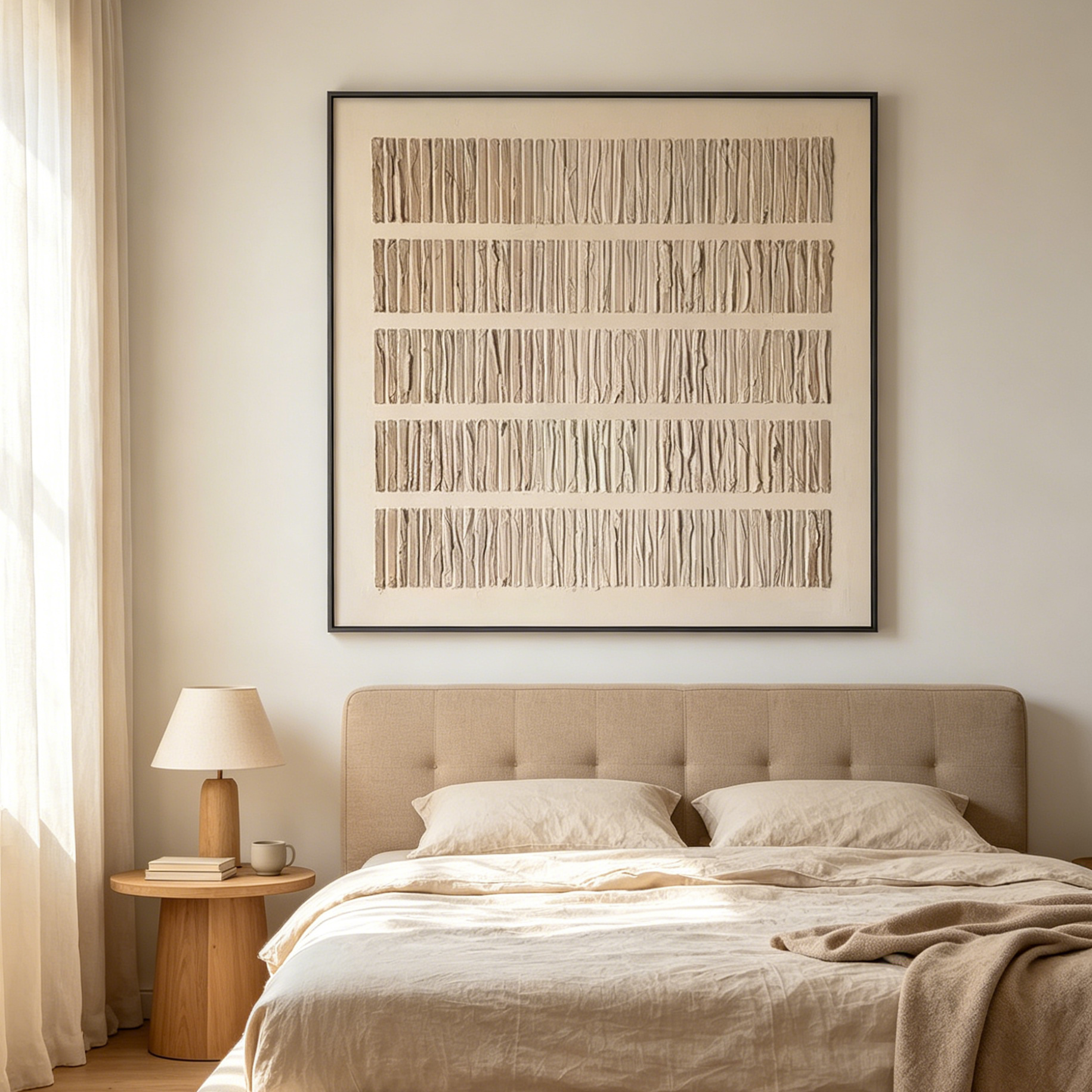 TEXTURED BEIGE: Minimalist Modern Sophistication Square Canvas