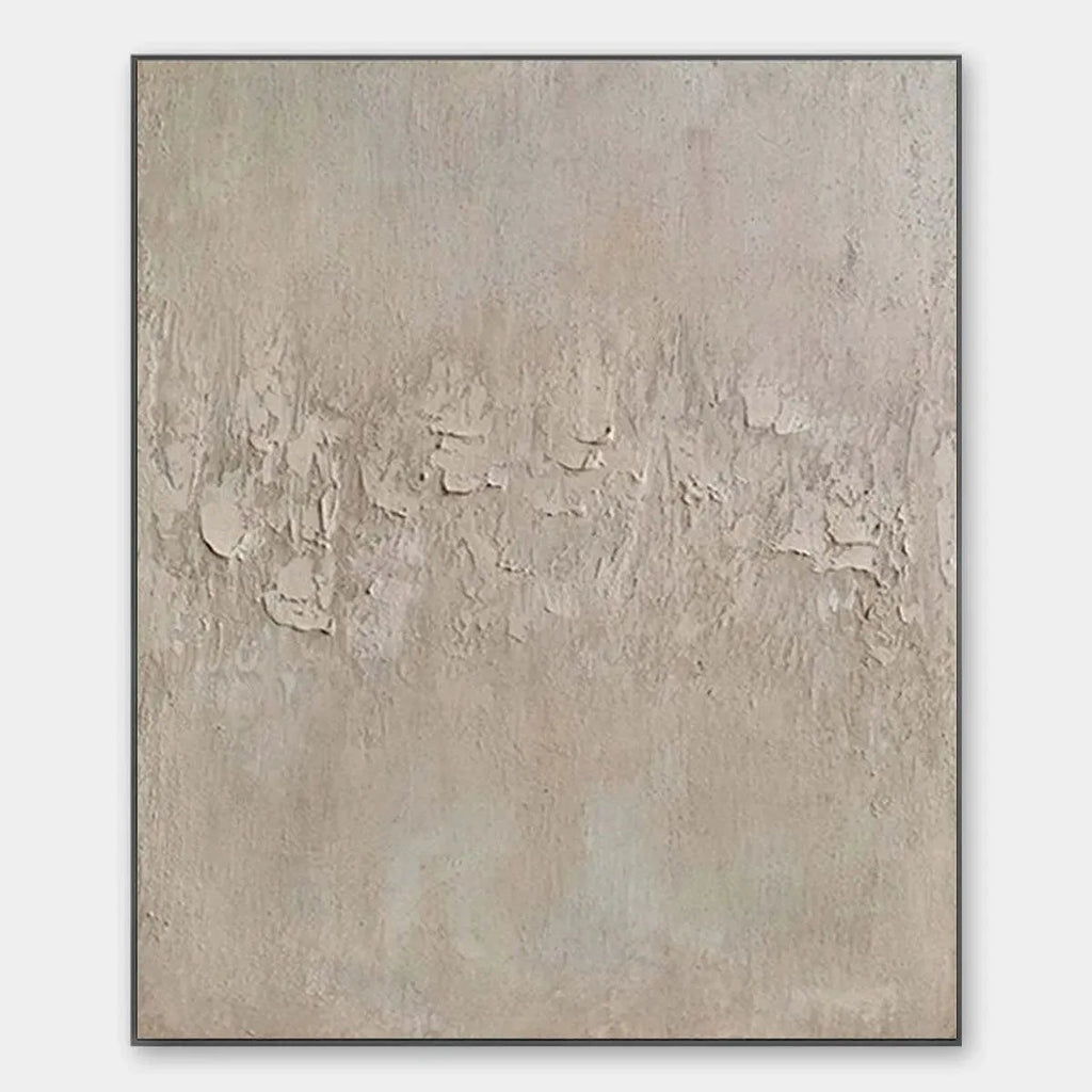 Textured Beige Abstract Painting by Javier Ramirez - Square Wall Art for modern home decor