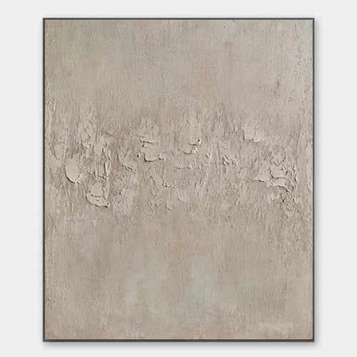 Textured Beige Abstract Painting by Javier Ramirez - Square Wall Art for modern home decor