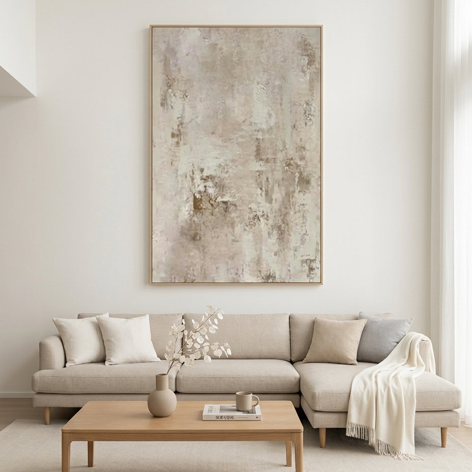 TEXTURED BEIGE ABSTRACT: Beige Subtle Texture Minimalist Canvas