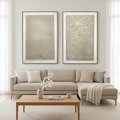 TEXTURED BEIGE GRID SET: Beige Textured Grid Canvas Set Of 2