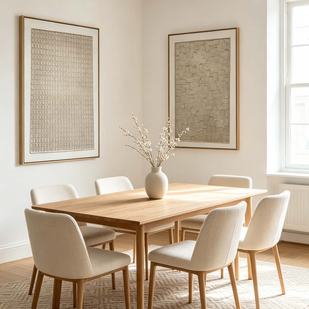 TEXTURED BEIGE GRID SET: Beige Textured Grid Canvas Set Of 2