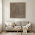 TEXTURED BROWN GRID: Earthy Brown Textured Grid Pattern Minimalist Canvas