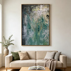 GREEN ABSTRACT: Layered Shades Of Green Impasto Canvas
