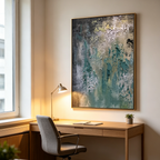 GREEN ABSTRACT: Layered Shades Of Green Impasto Canvas