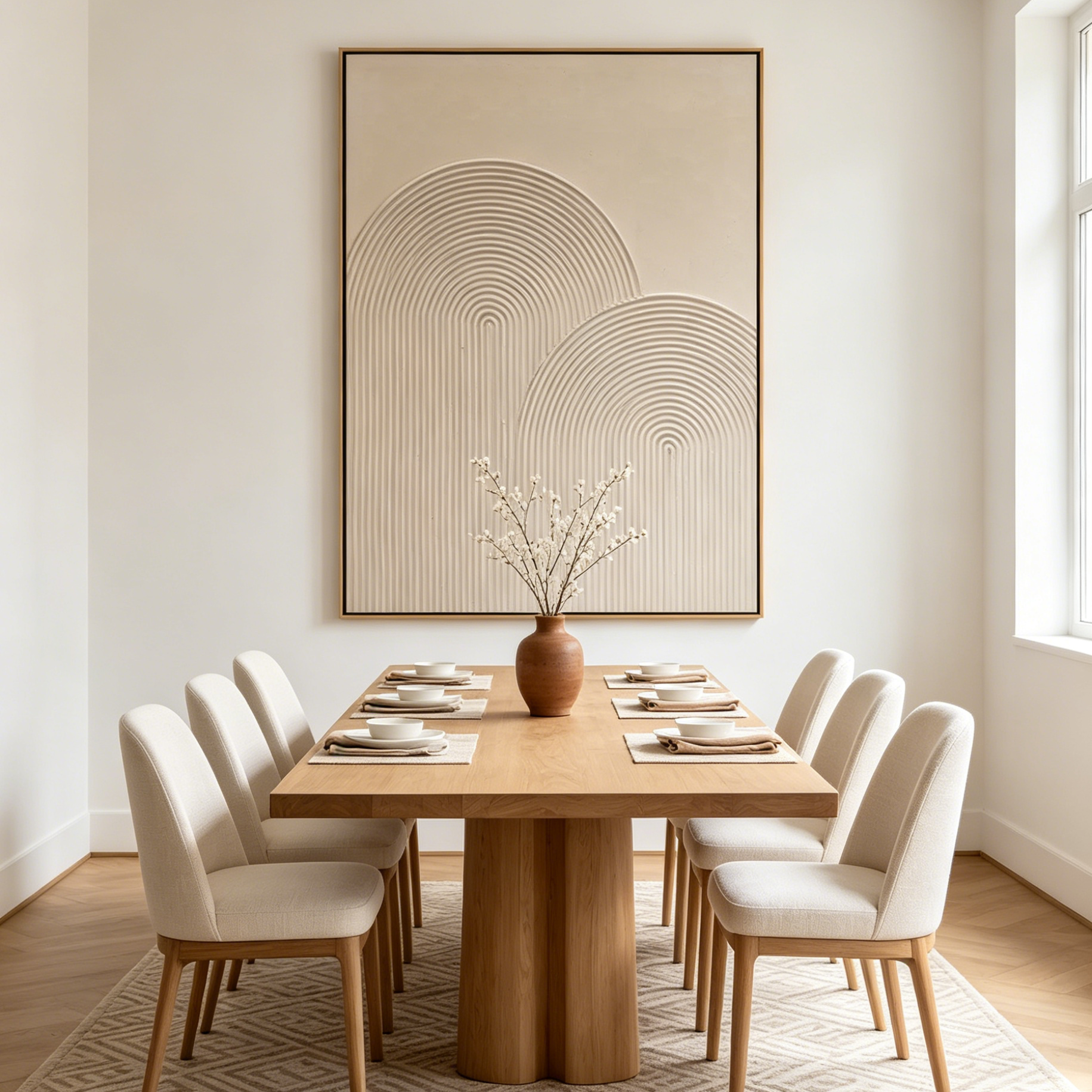 TEXTURED RAINBOW: Subtle Texture Minimalist Abstract Beige Canvas