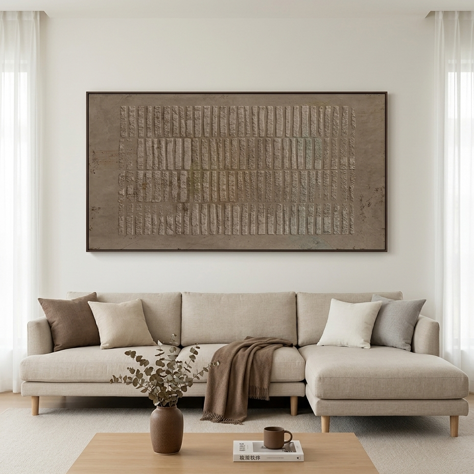 RECTANGLE ARRAY: Brown Textured Rectangular Pattern Canvas