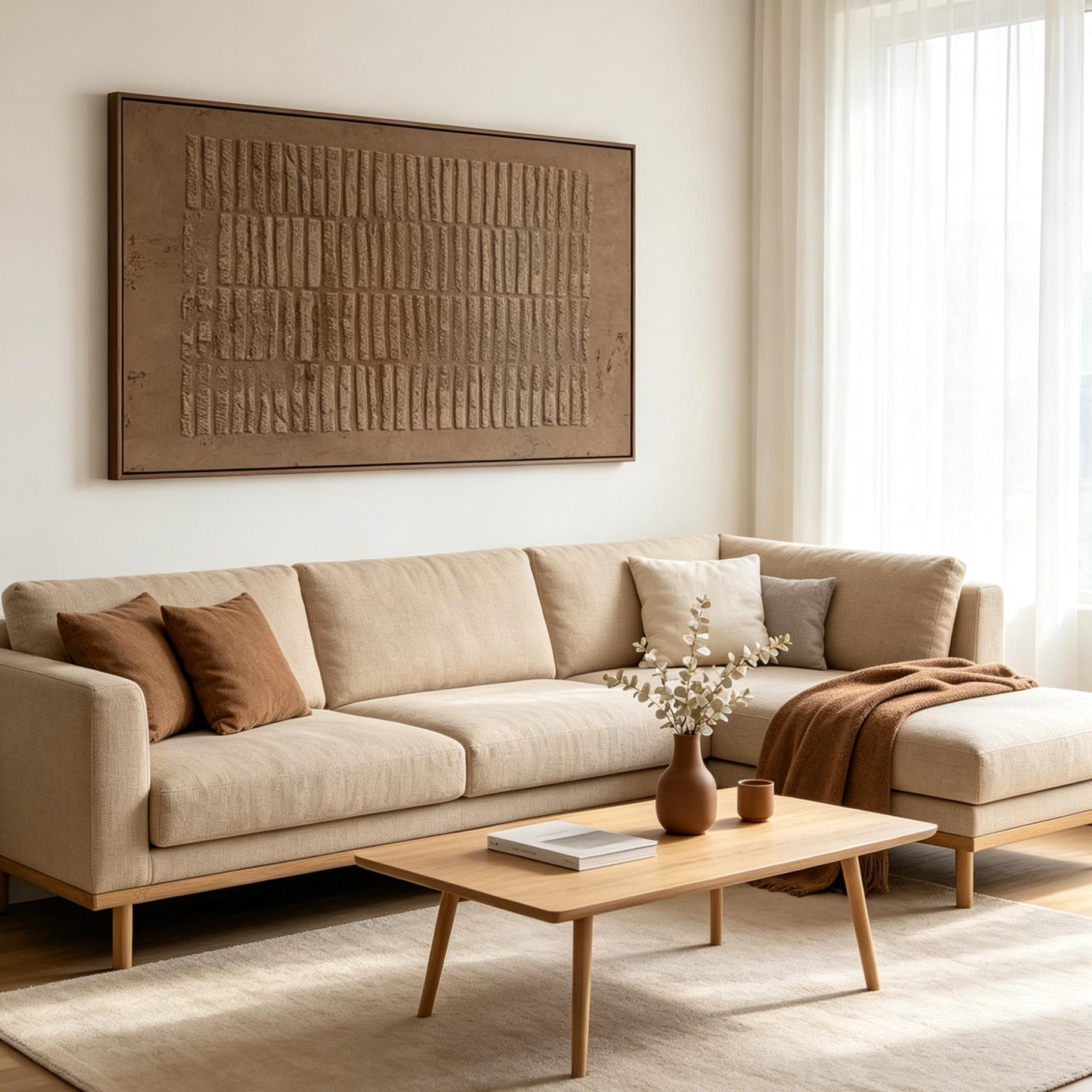 RECTANGLE ARRAY: Brown Textured Rectangular Pattern Canvas
