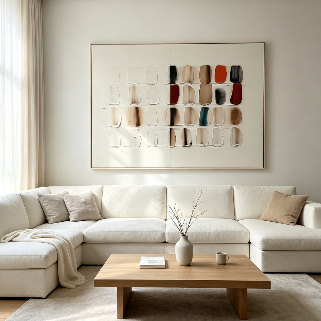 TEXTURED TILES: Minimalist Impasto Subtle Color Grid Canvas