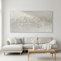 TEXTURED WHISPERS: Textured All White Horizontal Abstract Canvas