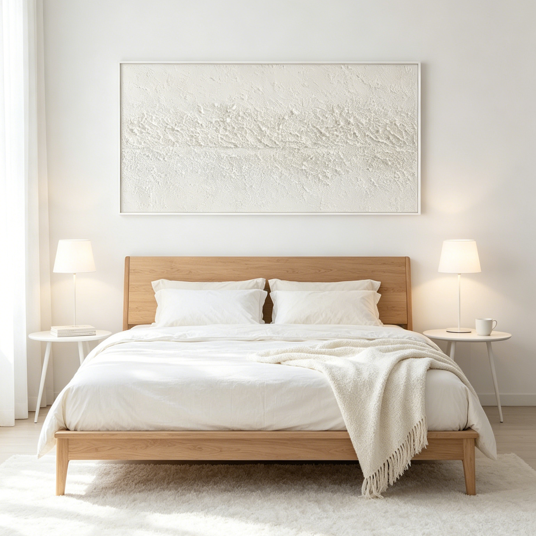 TEXTURED WHISPERS: Textured All White Horizontal Abstract Canvas