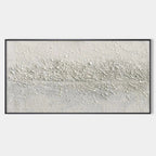 Textured Whispers painting by Javier Ramirez, all-white minimalist abstract art with heavy texture on premium canvas.