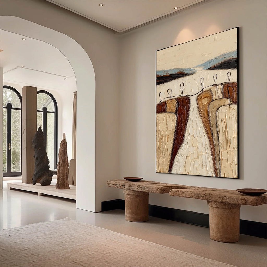 THE GATHERING: Textured Wabi Sabi Abstract Landscape Painting