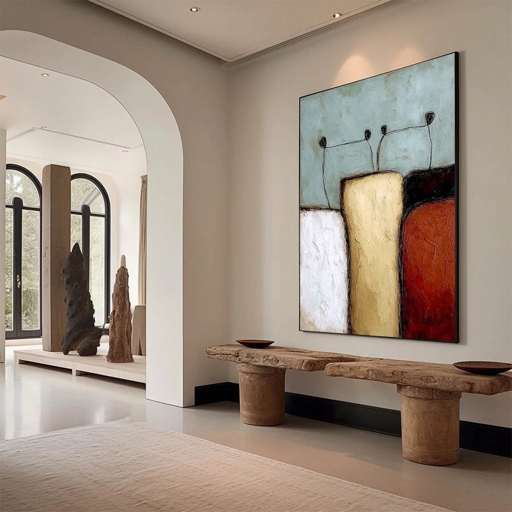 THE GATHERING: Textured Wabi Sabi Abstract Painting of Earthy Forms