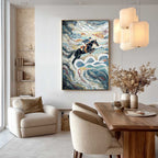 THE GRAND LEAP: Textured Equestrian Sports Painting with Dynamic Motion