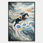 THE GRAND LEAP: Textured Equestrian Sports Painting with Dynamic Motion