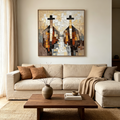 THE JOURNEYMEN: Impasto Anonymous Figures  Muted Earth Tones Canvas