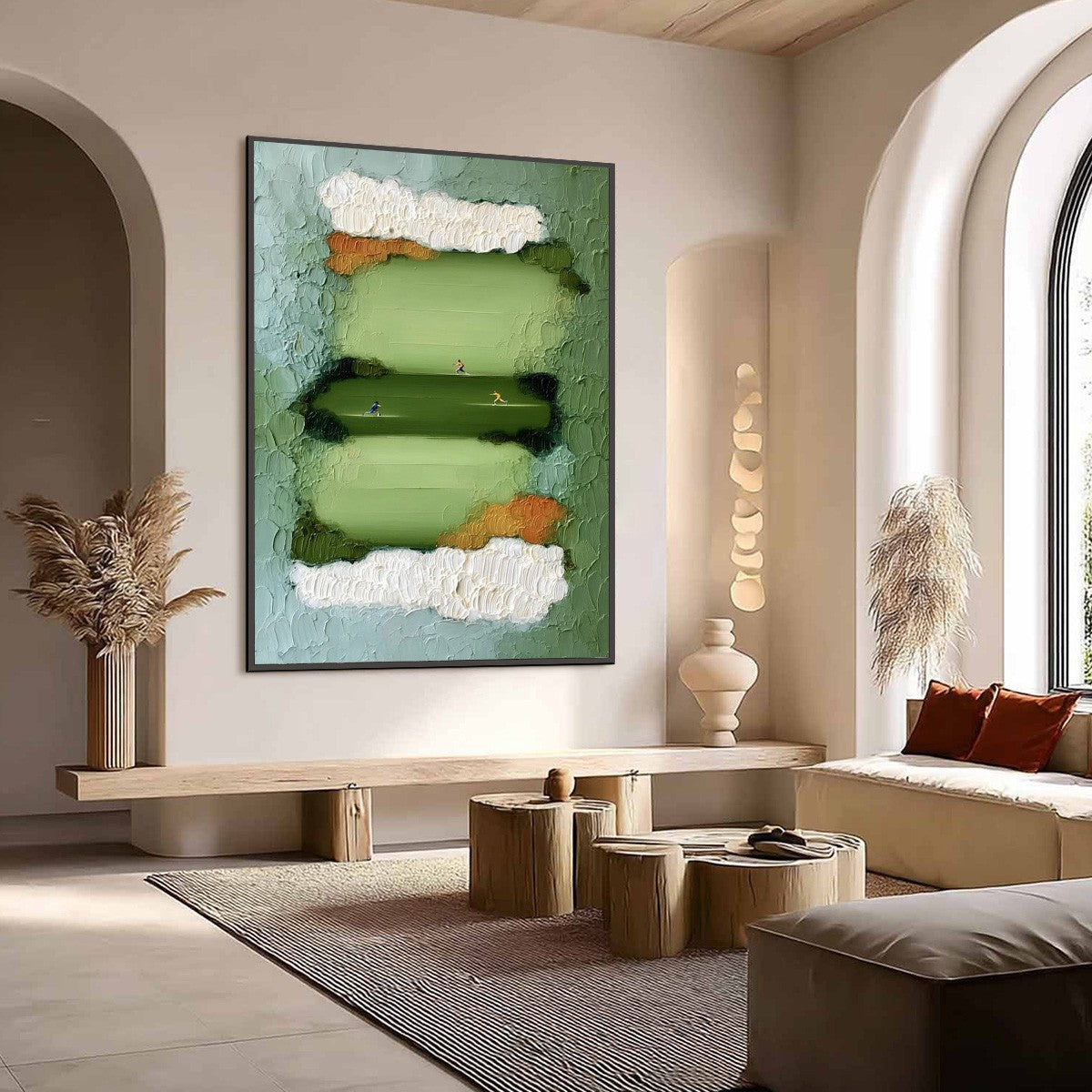 THE LONG RUN: Textured Abstract Green Landscape Painting with Runners