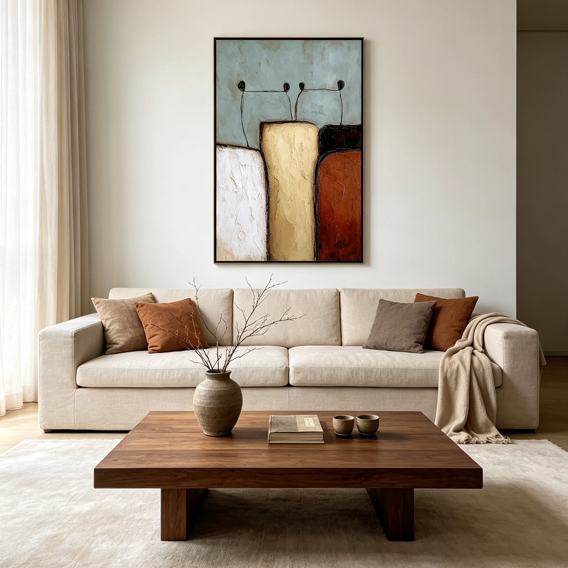 THE GATHERING: Wabi Sabi Organic Forms Quiet Unity Canvas
