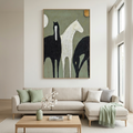 THREE HORSES: Muted Green Background Minimalist Horse Forms Canvas