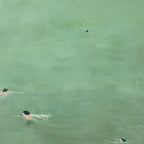 TIDAL GLIDE: Minimalist Swimmer Sports Oil Painting