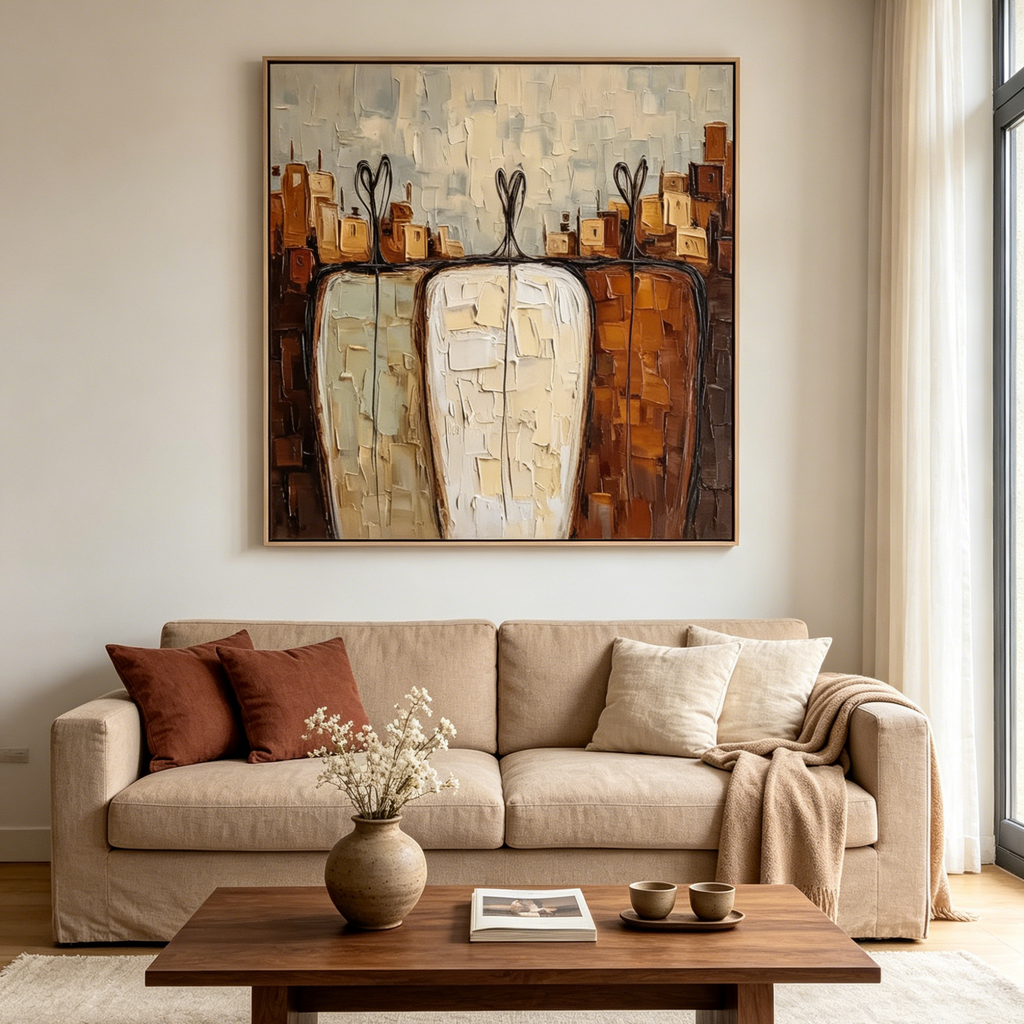TOGETHER: Impasto Three Abstract Figures Canvas