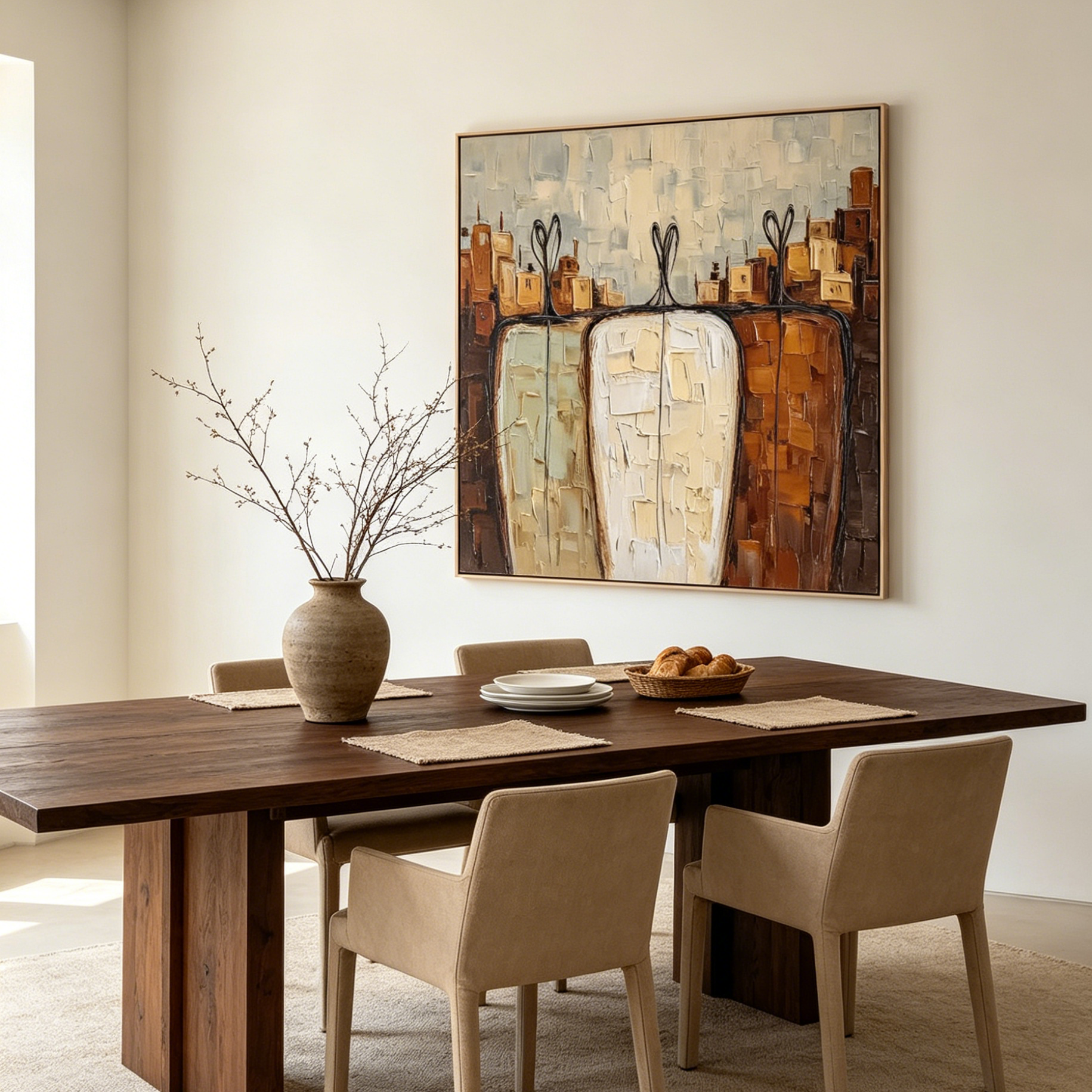 TOGETHER: Impasto Three Abstract Figures Canvas