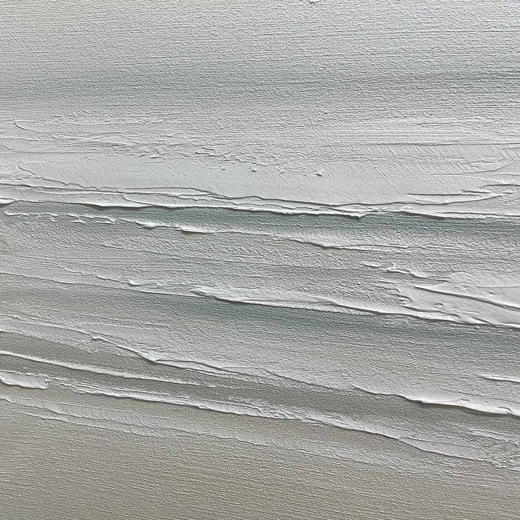 TRANQUIL COAST: Minimalist Coastal Landscape Painting in Neutral Tones