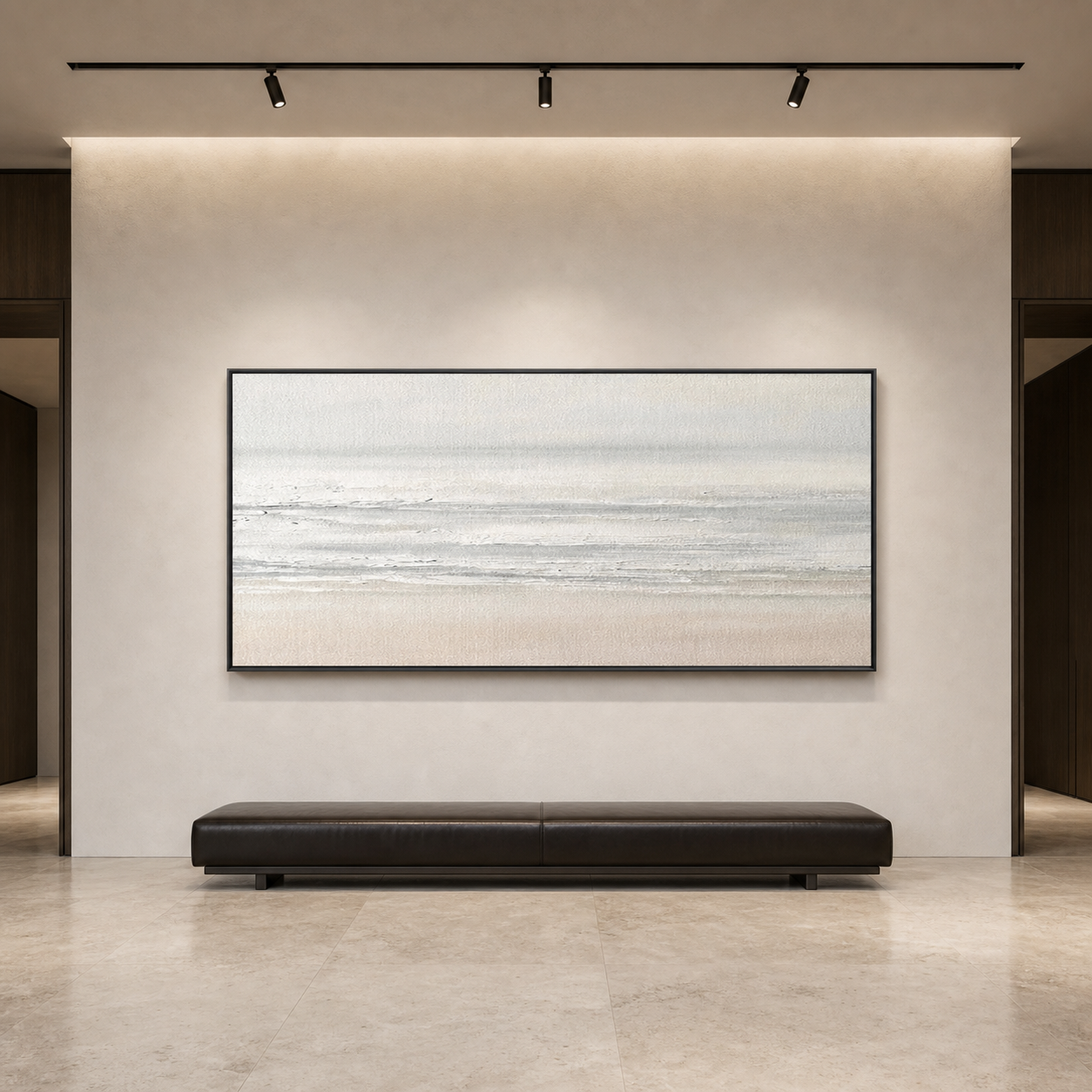 TRANQUIL COAST: Neutral Tone Minimalist Seascape Canvas