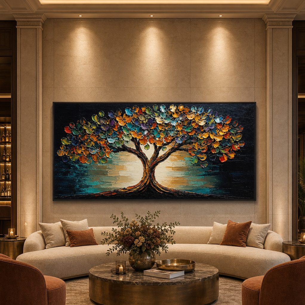 TREE OF LIFE: Colorful Tree Rich Texture Growth Symbolism  Impasto Canvas