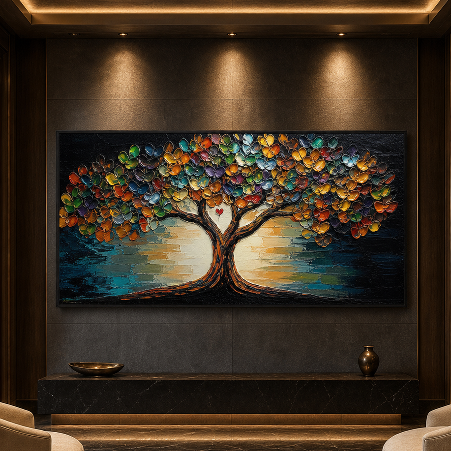 TREE OF LIFE: Colorful Tree Rich Texture Growth Symbolism  Impasto Canvas