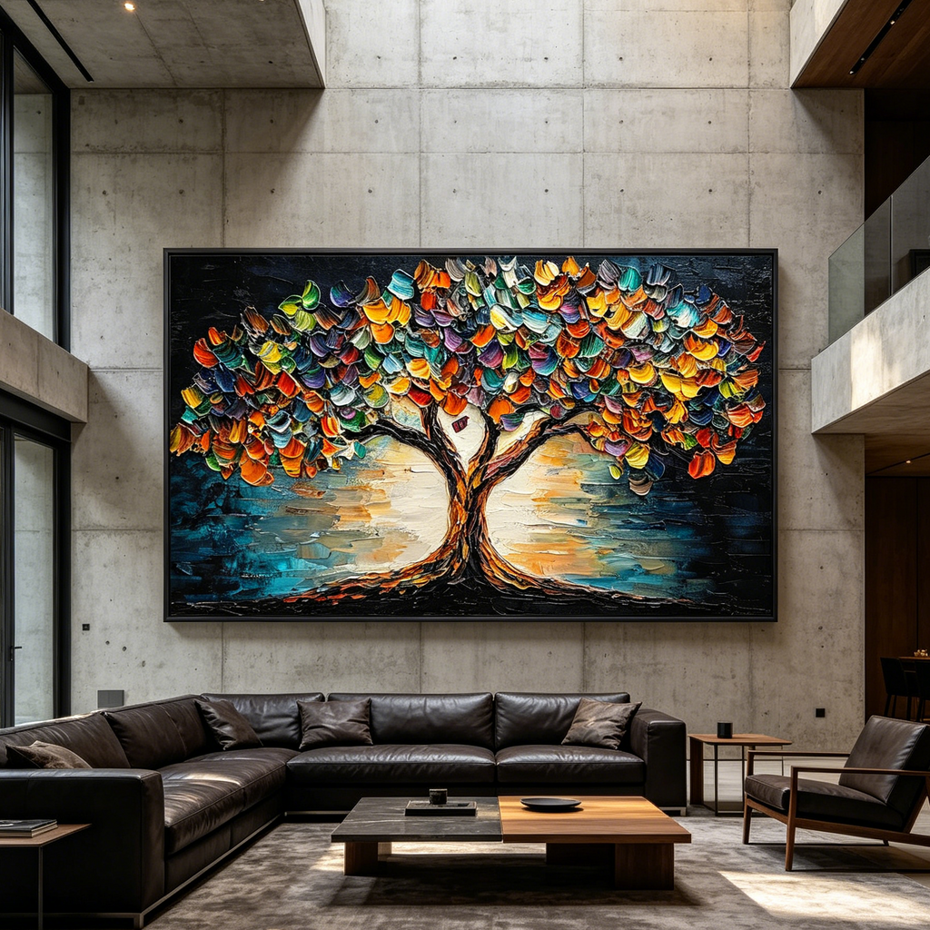 TREE OF LIFE: Colorful Tree Rich Texture Growth Symbolism  Impasto Canvas