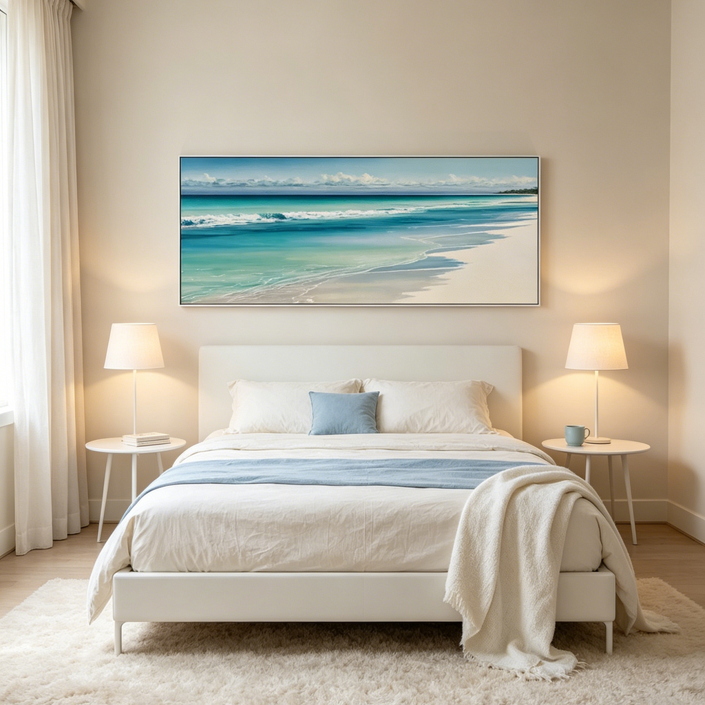 TURQUOISE DREAM PANORAMIC: Crystal Clear Water Soft Sand Beach Canvas