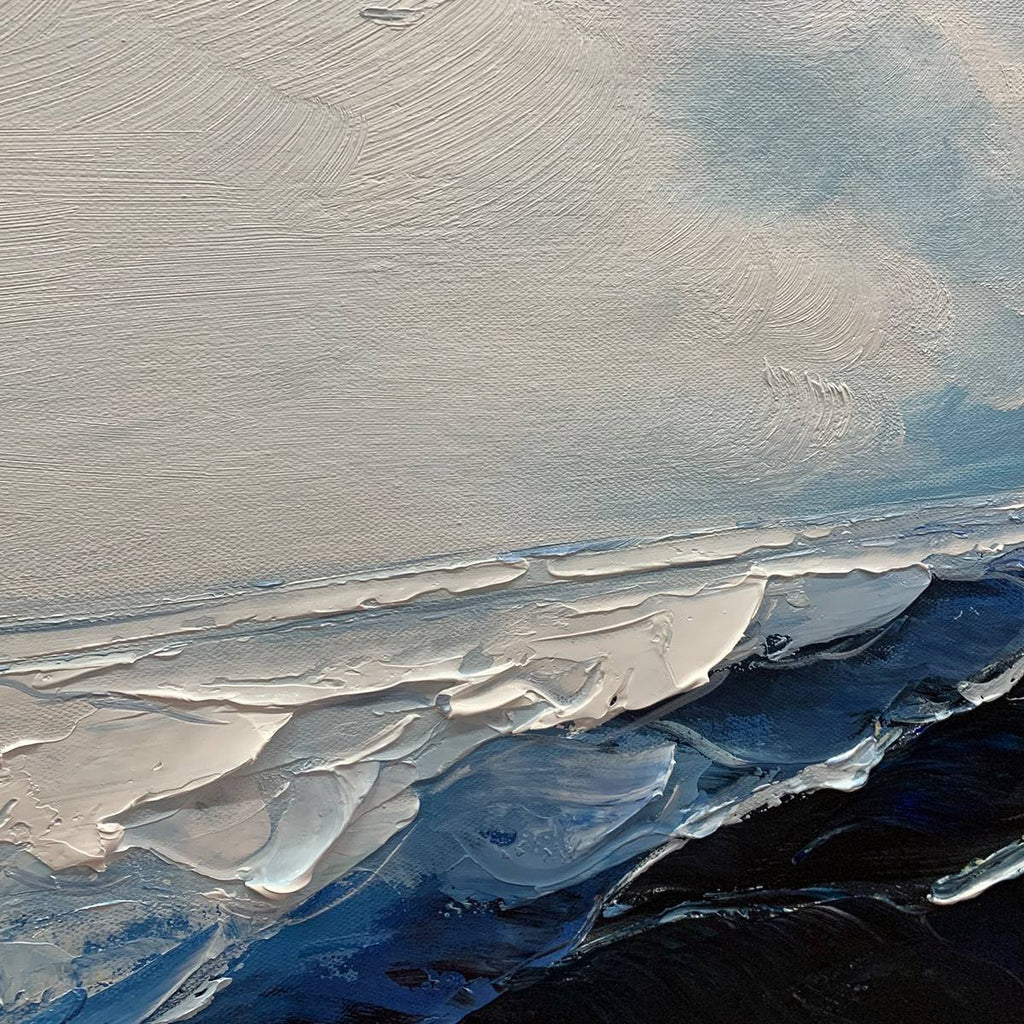 TWILIGHT SEA: Deep Blue Textured Abstract Ocean Canvas